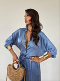 Camicia Satin Blu Denim