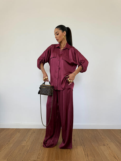 Camicia Satin Bordeaux