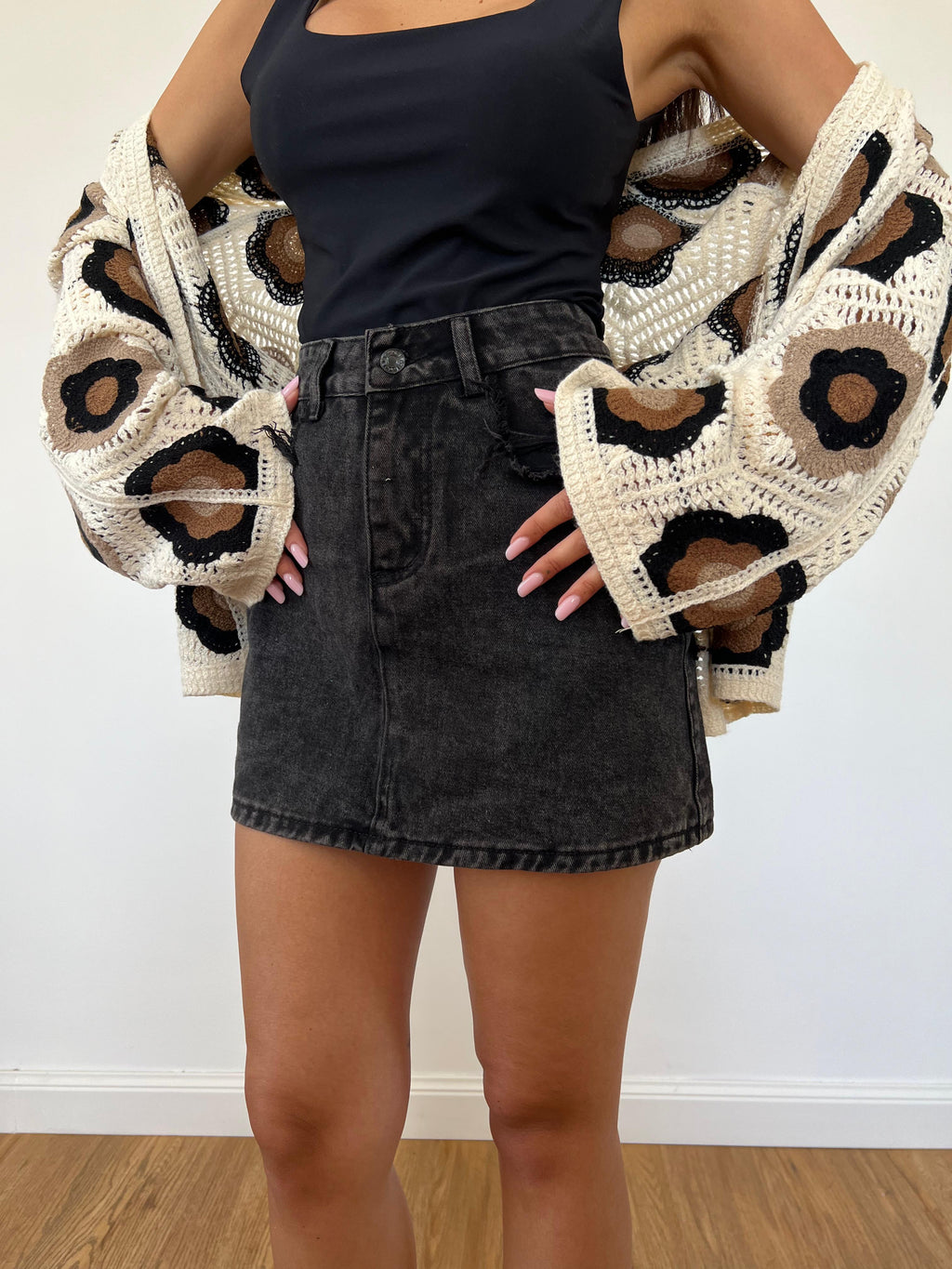 Gonna Mini Denim Daisy Nera