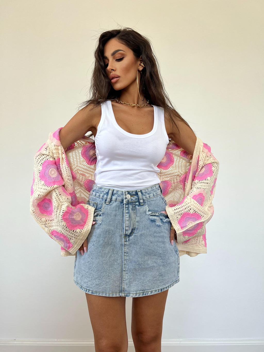 Gonna Mini Denim Daisy Blu
