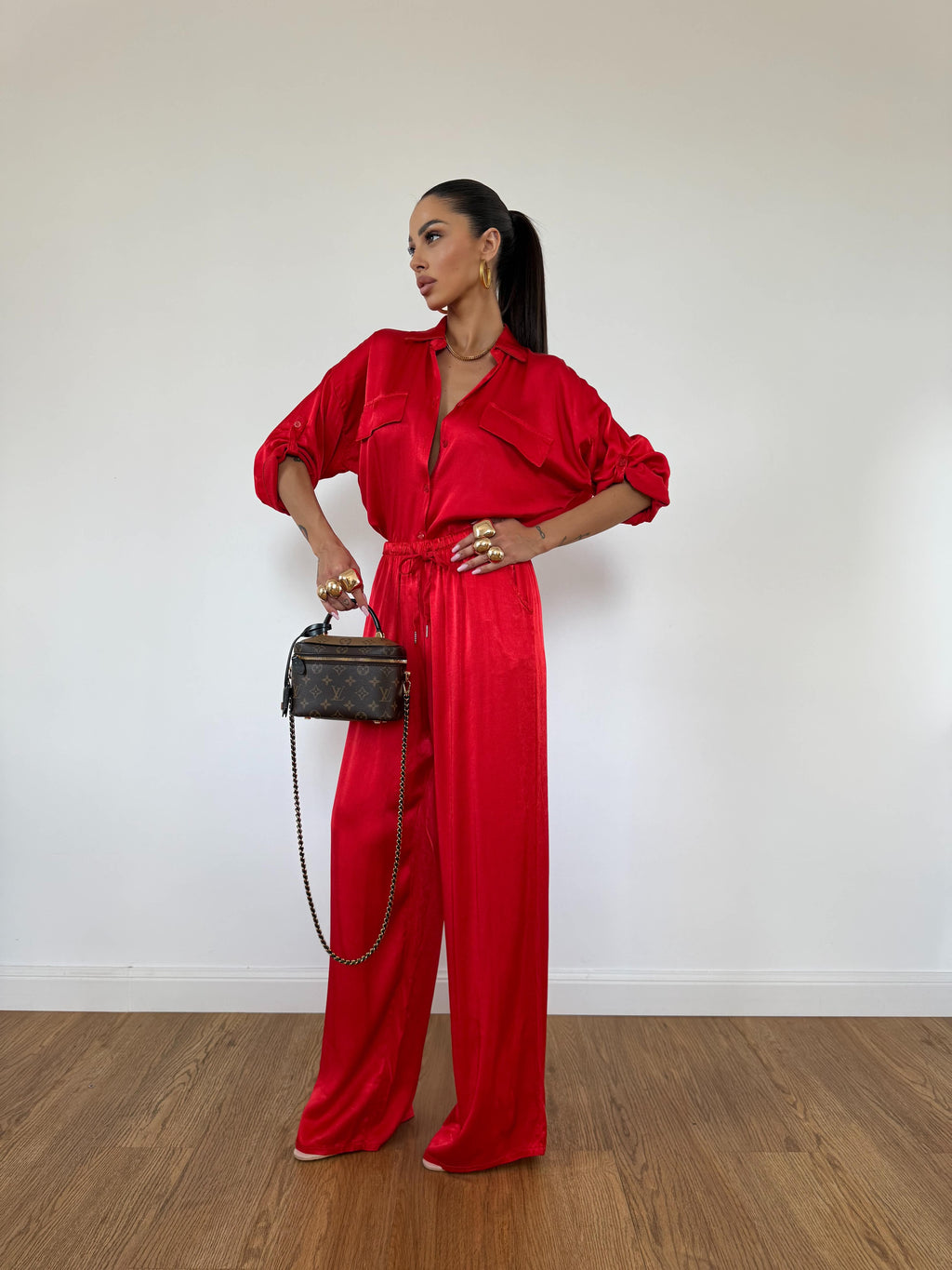 Camicia Satin Rossa
