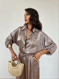 Camicia Satin Tortora