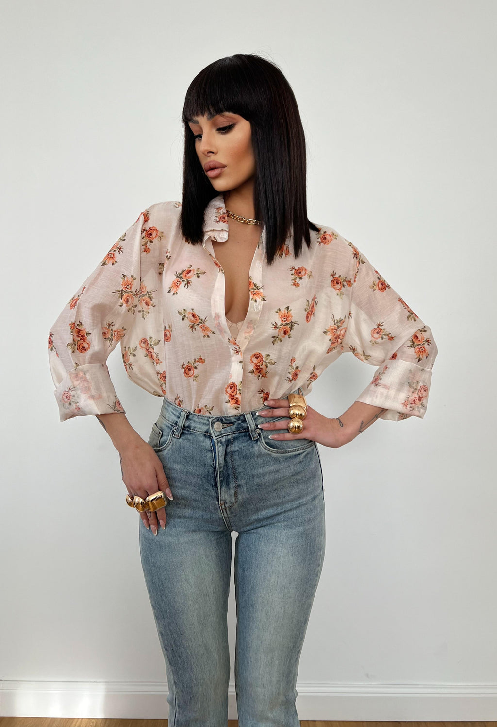 Camicia Flowers Bianca