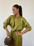 Camicia Satin Verde Pistacchio