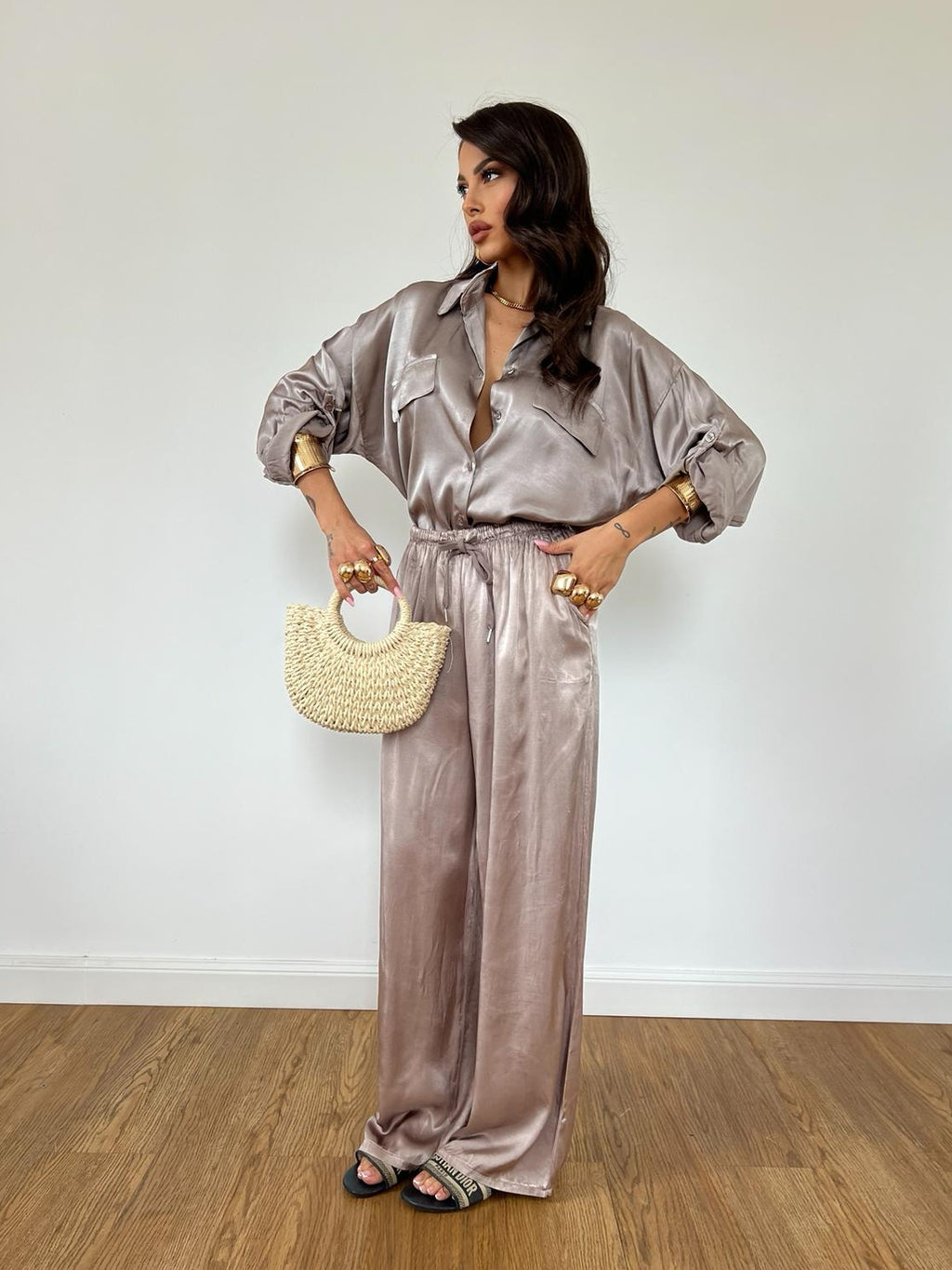 Camicia Satin Tortora