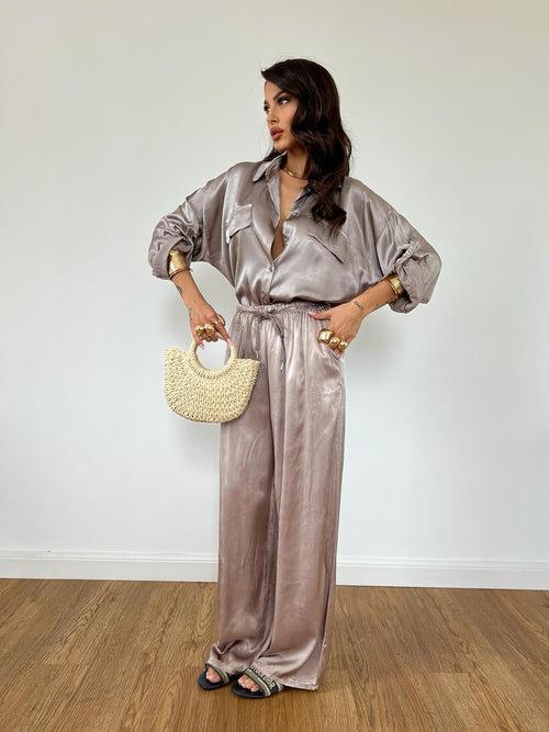 Camicia Satin Tortora
