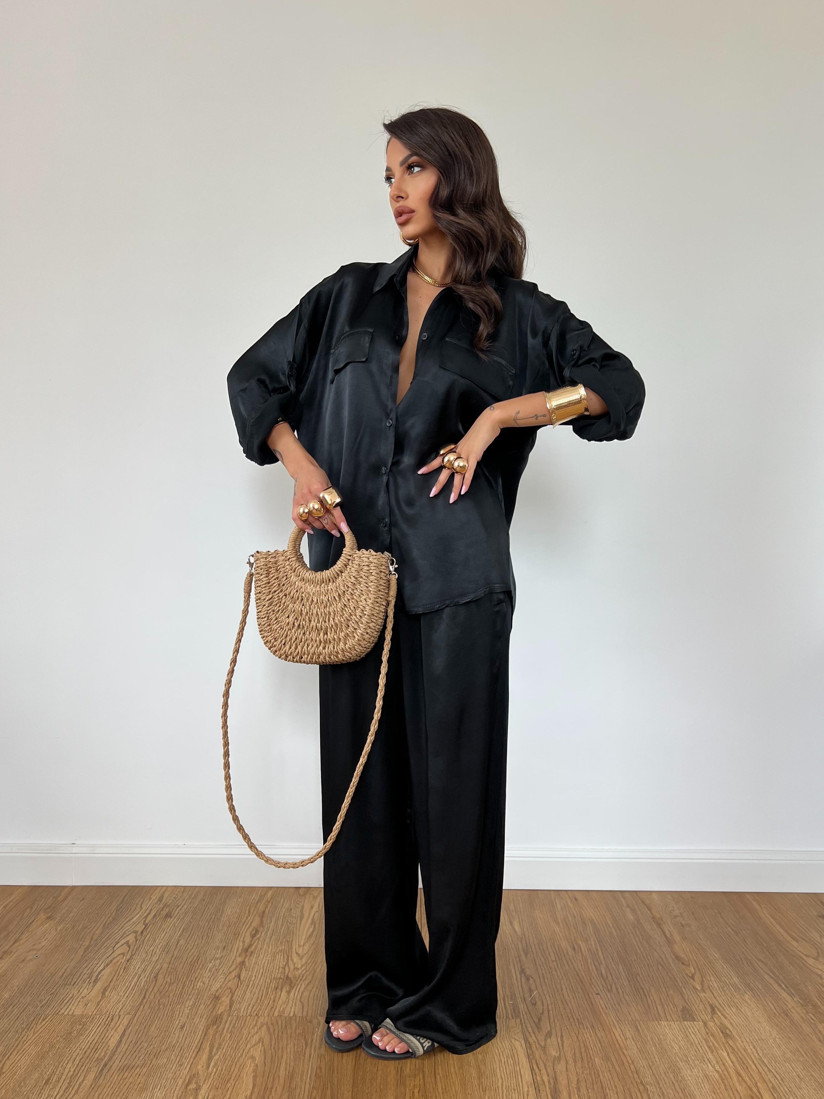 Camicia Satin Nera