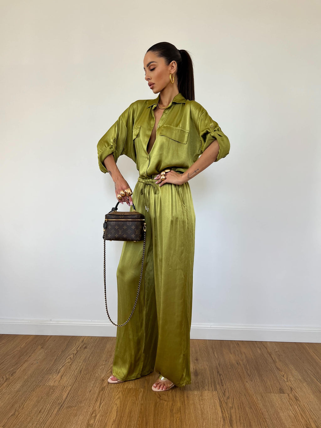 Camicia Satin Verde Pistacchio